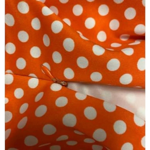 Shelby & Palmer Orange and White Polka Dot Pleated Knee Length Dress Size 2X-3X - Picture 7 of 9